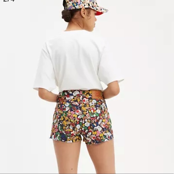 Levi’s Rare Super Mario High Rise Shorts Size 26 - Picture 2 of 5